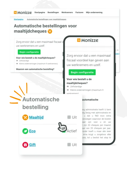 Automatische bestelling van cheques in de Monizze-klantenzone
