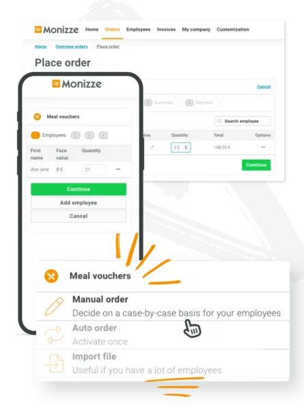Manual voucher order in the Monizze client area